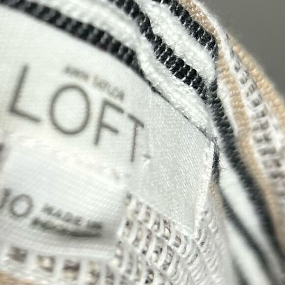 Loft Cotton Linen Blend Stripe Textured Shorts Size 10 - Picture 8 of 12